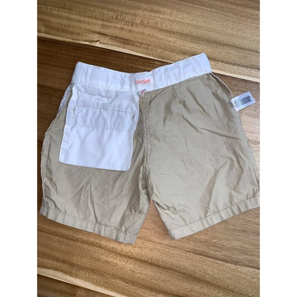 Cat & Jack Kids Boys Beige Chino Shorts With Pockets Cotton Size 5 - Picture 6 of 11